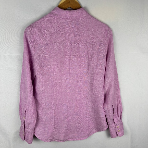 J. Crew Women Baird McNutt Irish Linen Slim Fit Button Up Shirt Sz 4 Pink Preppy - Picture 3 of 9